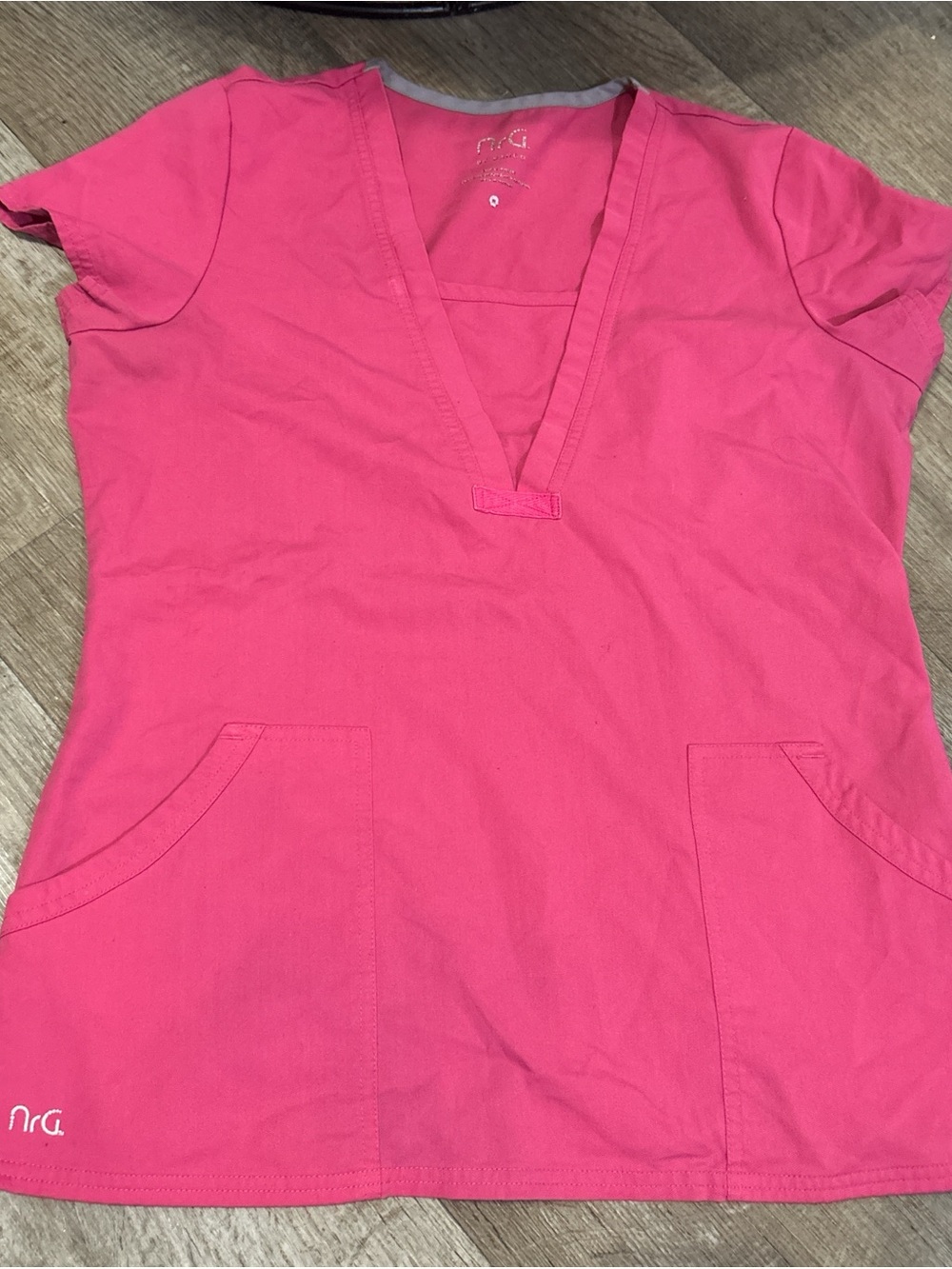 NRG Women's V-Neck Short Sleeve Top in Hot Pink